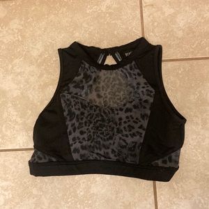 Cheetah print sports bra top black and pink.